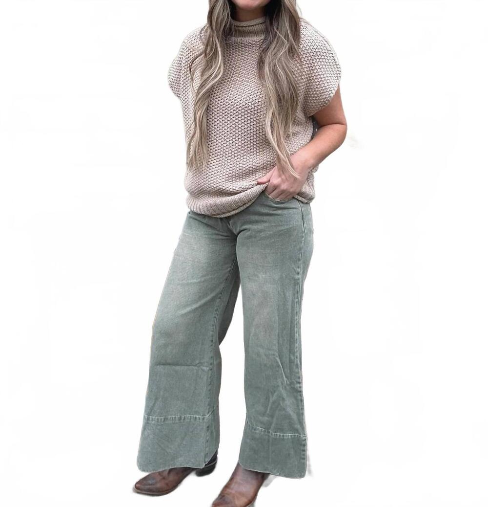 NEW SO ME wide leg twill jeans in vintage olive
